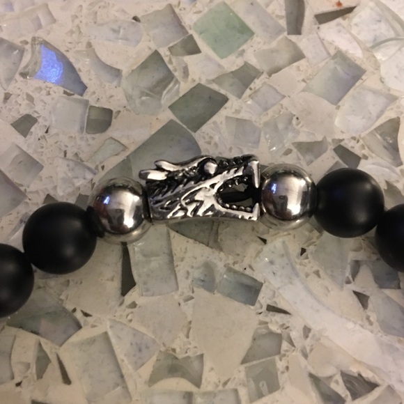 ❌SOLD❌ 🐲Onyx Bead & Stainless Steel Bracelet🐲 - Picture 3 of 4